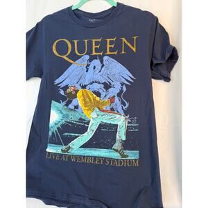 Queen Band Graphic T Shirt men's Sm Blue Freddie Mercury Concert Style Tee